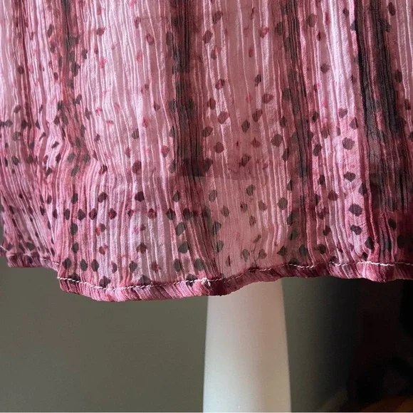 Sundance Gemi Pink Multi Tie Dye Floral Embroidered Dress Cupro Chiffon Size S - Picture 8 of 15